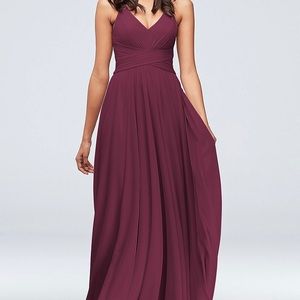 David’s Bridal size 8 long dress color wine